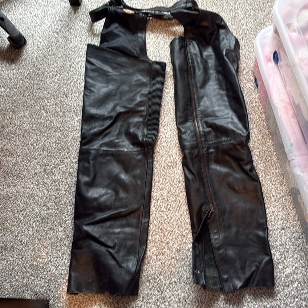Harley Davidson leather chaps.